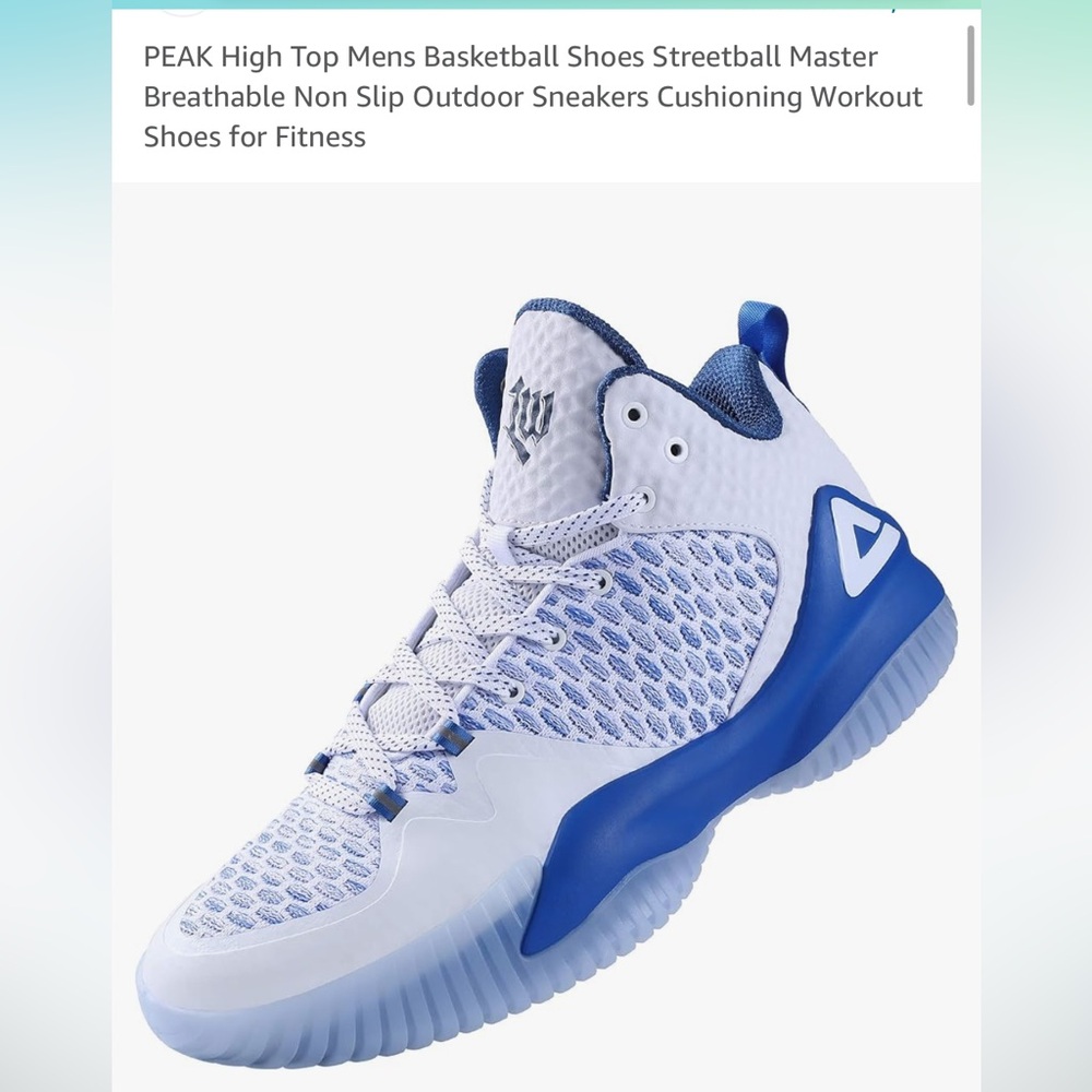 Peak Size 8 (41) White and Blue Basketball Shoes